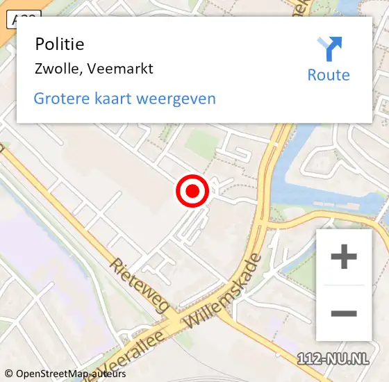 Locatie op kaart van de 112 melding: Politie Zwolle, Veemarkt op 17 juli 2021 03:03