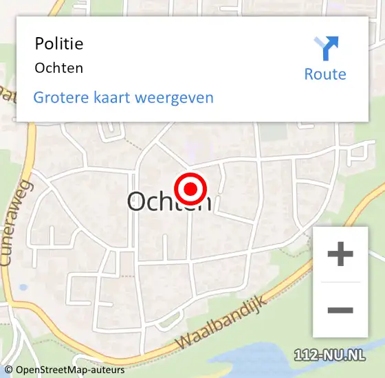 Locatie op kaart van de 112 melding: Politie Ochten op 17 juli 2021 03:14