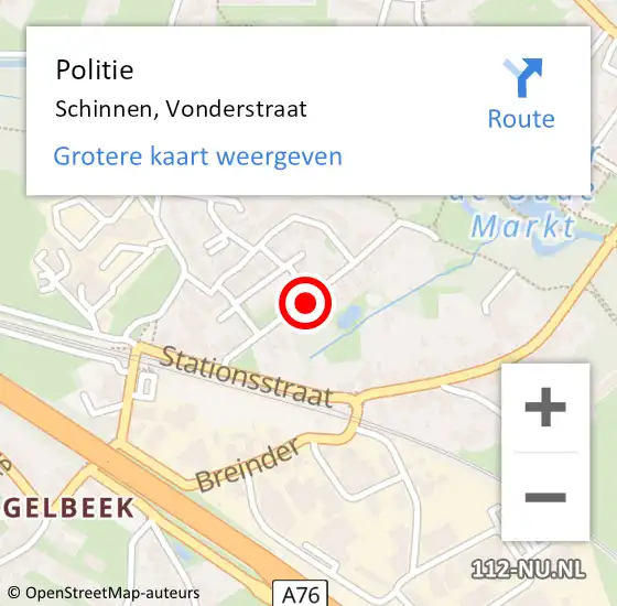 Locatie op kaart van de 112 melding: Politie Schinnen, Vonderstraat op 17 juli 2021 04:04