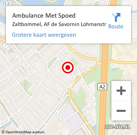 Locatie op kaart van de 112 melding: Ambulance Met Spoed Naar Zaltbommel, AF de Savornin Lohmanstr op 17 juli 2021 05:00