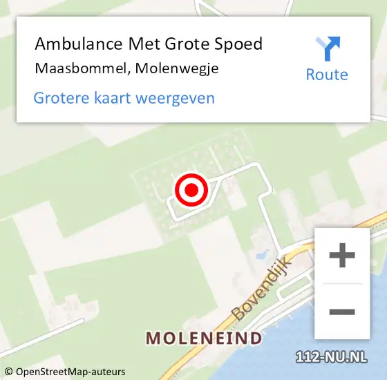 Locatie op kaart van de 112 melding: Ambulance Met Grote Spoed Naar Maasbommel, Molenwegje op 17 juli 2021 05:55