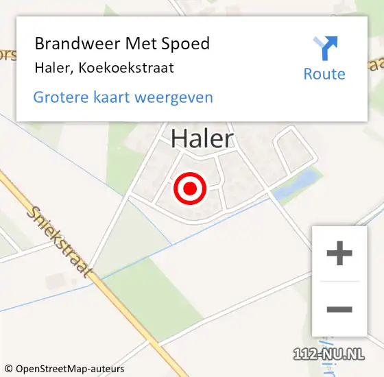 Locatie op kaart van de 112 melding: Brandweer Met Spoed Naar Haler, Koekoekstraat op 17 juli 2021 06:06