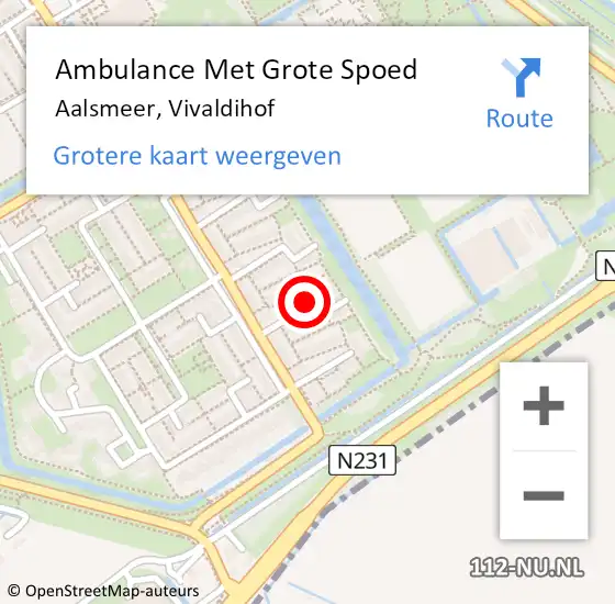 Locatie op kaart van de 112 melding: Ambulance Met Grote Spoed Naar Aalsmeer, Vivaldihof op 17 juli 2021 07:58