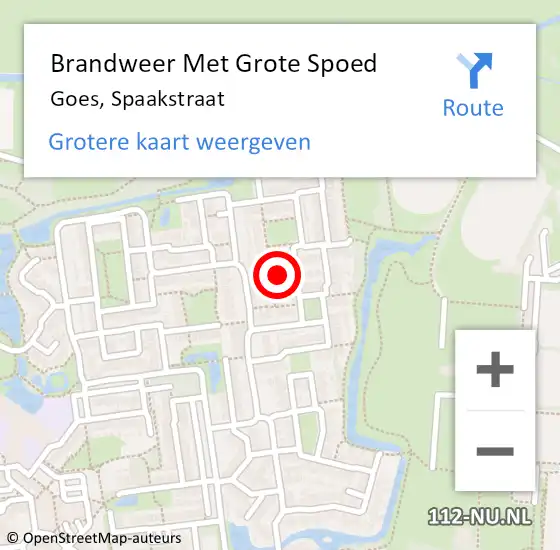 Locatie op kaart van de 112 melding: Brandweer Met Grote Spoed Naar Goes, Spaakstraat op 17 juli 2021 08:26