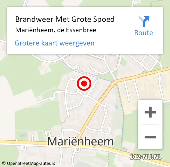 Locatie op kaart van de 112 melding: Brandweer Met Grote Spoed Naar Mariënheem, de Essenbree op 17 juli 2021 08:27