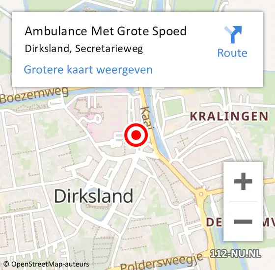 Locatie op kaart van de 112 melding: Ambulance Met Grote Spoed Naar Dirksland, Secretarieweg op 17 juli 2021 08:37