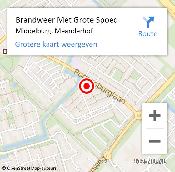 Locatie op kaart van de 112 melding: Brandweer Met Grote Spoed Naar Middelburg, Meanderhof op 17 juli 2021 08:45