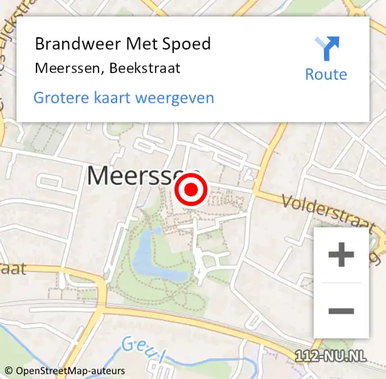 Locatie op kaart van de 112 melding: Brandweer Met Spoed Naar Meerssen, Beekstraat op 17 juli 2021 08:50