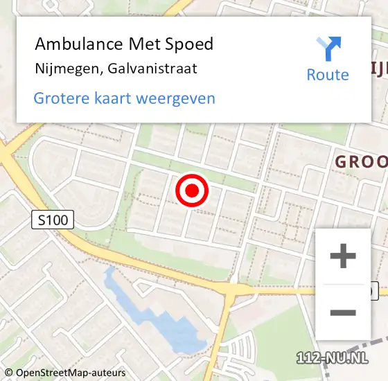 Locatie op kaart van de 112 melding: Ambulance Met Spoed Naar Nijmegen, Galvanistraat op 17 juli 2021 09:20