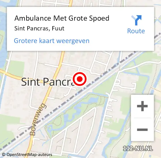 Locatie op kaart van de 112 melding: Ambulance Met Grote Spoed Naar Sint Pancras, Fuut op 17 juli 2021 09:36