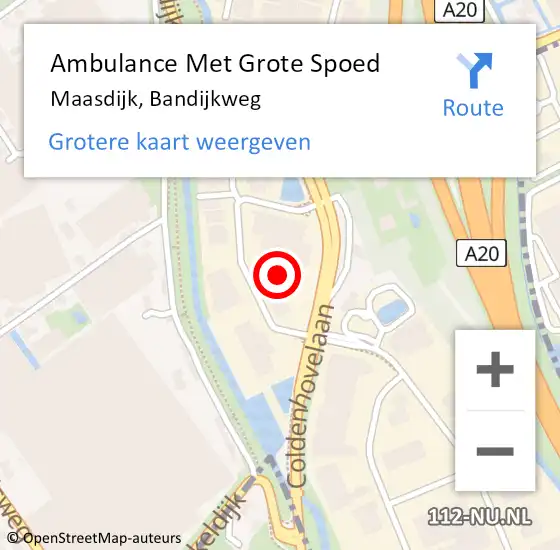 Locatie op kaart van de 112 melding: Ambulance Met Grote Spoed Naar Maasdijk, Bandijkweg op 17 juli 2021 09:39