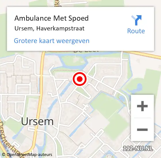 Locatie op kaart van de 112 melding: Ambulance Met Spoed Naar Ursem, Haverkampstraat op 17 juli 2021 09:43