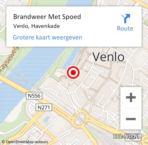 Locatie op kaart van de 112 melding: Brandweer Met Spoed Naar Venlo, Havenkade op 17 juli 2021 09:58