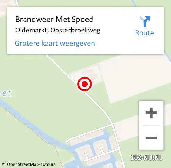 Locatie op kaart van de 112 melding: Brandweer Met Spoed Naar Oldemarkt, Oosterbroekweg op 8 september 2013 14:50