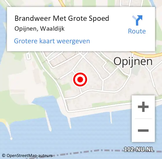 Locatie op kaart van de 112 melding: Brandweer Met Grote Spoed Naar Opijnen, Waaldijk op 17 juli 2021 10:10