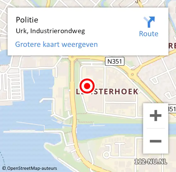 Locatie op kaart van de 112 melding: Politie Urk, Industrierondweg op 17 juli 2021 10:38