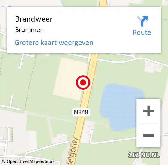 Locatie op kaart van de 112 melding: Brandweer Brummen op 17 juli 2021 10:45