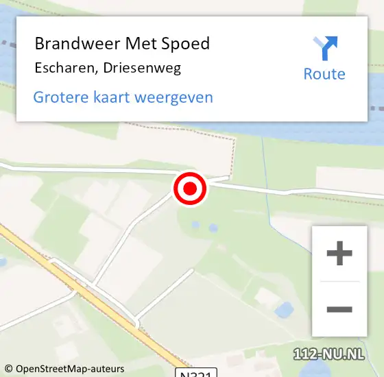 Locatie op kaart van de 112 melding: Brandweer Met Spoed Naar Escharen, Driesenweg op 17 juli 2021 11:09