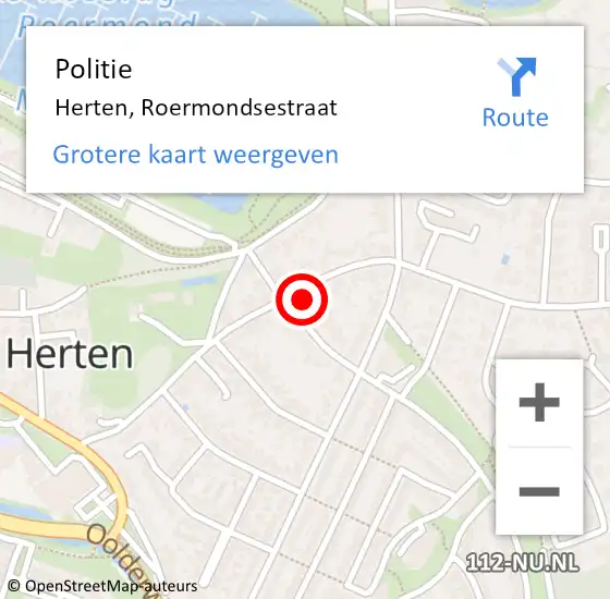 Locatie op kaart van de 112 melding: Politie Herten, Roermondsestraat op 17 juli 2021 11:15