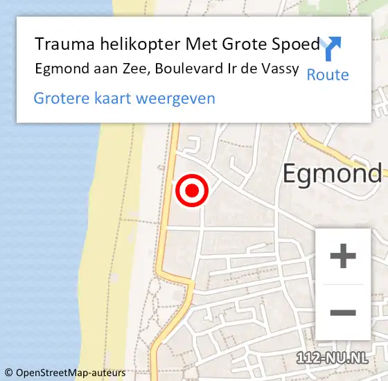 Locatie op kaart van de 112 melding: Trauma helikopter Met Grote Spoed Naar Egmond aan Zee, Boulevard Ir de Vassy op 17 juli 2021 11:19