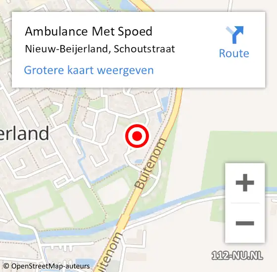 Locatie op kaart van de 112 melding: Ambulance Met Spoed Naar Nieuw-Beijerland, Schoutstraat op 17 juli 2021 11:19