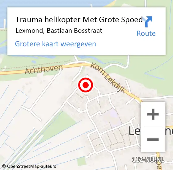Locatie op kaart van de 112 melding: Trauma helikopter Met Grote Spoed Naar Lexmond, Bastiaan Bosstraat op 17 juli 2021 11:22