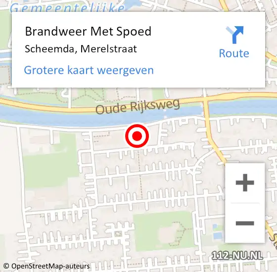 Locatie op kaart van de 112 melding: Brandweer Met Spoed Naar Scheemda, Merelstraat op 17 juli 2021 11:24