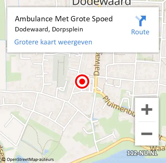 Locatie op kaart van de 112 melding: Ambulance Met Grote Spoed Naar Dodewaard, Dorpsplein op 17 juli 2021 11:26