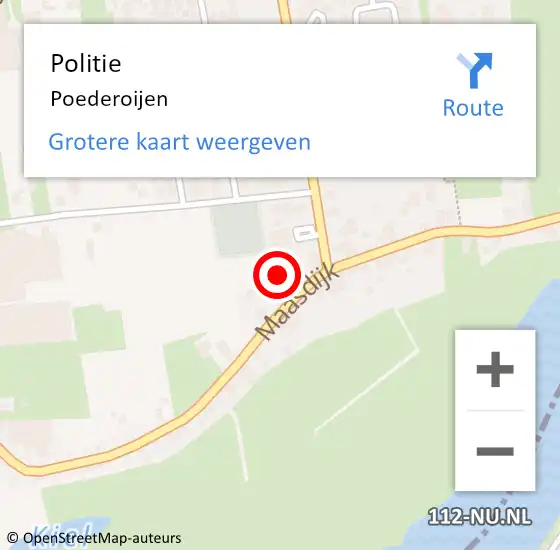 Locatie op kaart van de 112 melding: Politie Poederoijen op 17 juli 2021 11:27