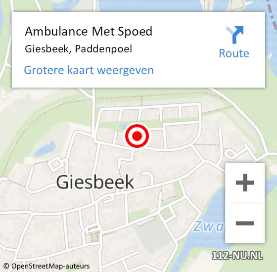 Locatie op kaart van de 112 melding: Ambulance Met Spoed Naar Giesbeek, Paddenpoel op 17 juli 2021 12:05