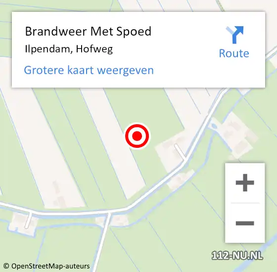 Locatie op kaart van de 112 melding: Brandweer Met Spoed Naar Ilpendam, Hofweg op 17 juli 2021 12:10