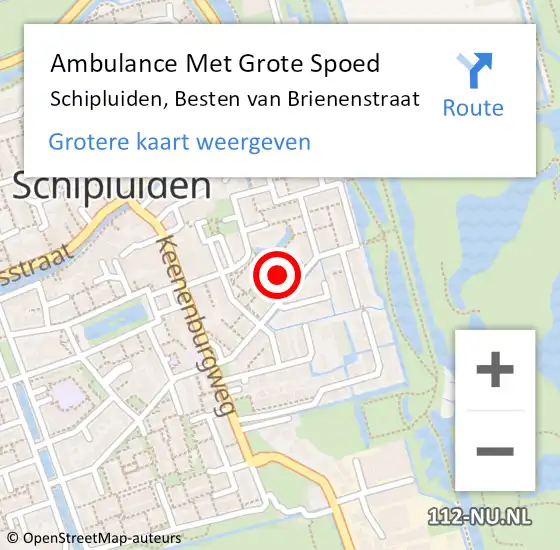 Locatie op kaart van de 112 melding: Ambulance Met Grote Spoed Naar Schipluiden, Besten van Brienenstraat op 17 juli 2021 12:12