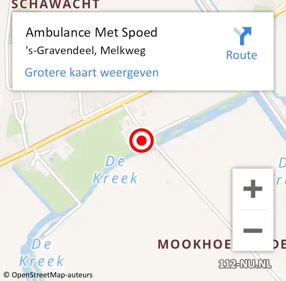 Locatie op kaart van de 112 melding: Ambulance Met Spoed Naar 's-Gravendeel, Melkweg op 17 juli 2021 12:13