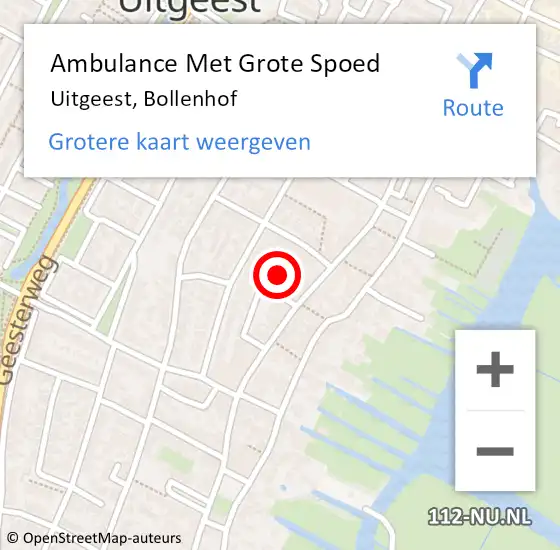 Locatie op kaart van de 112 melding: Ambulance Met Grote Spoed Naar Uitgeest, Bollenhof op 17 juli 2021 12:13