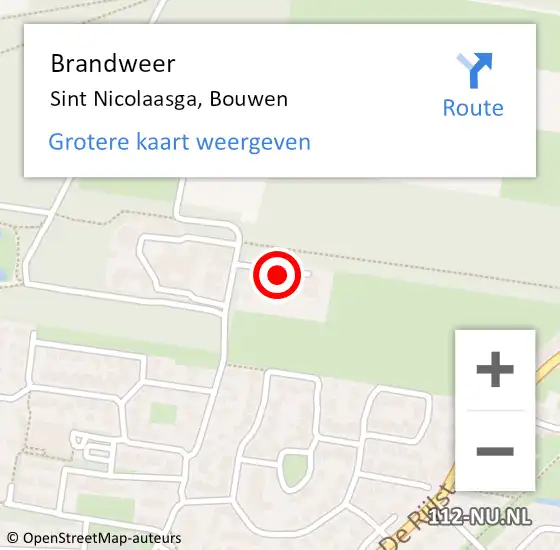 Locatie op kaart van de 112 melding: Brandweer Sint Nicolaasga, Bouwen op 17 juli 2021 12:13