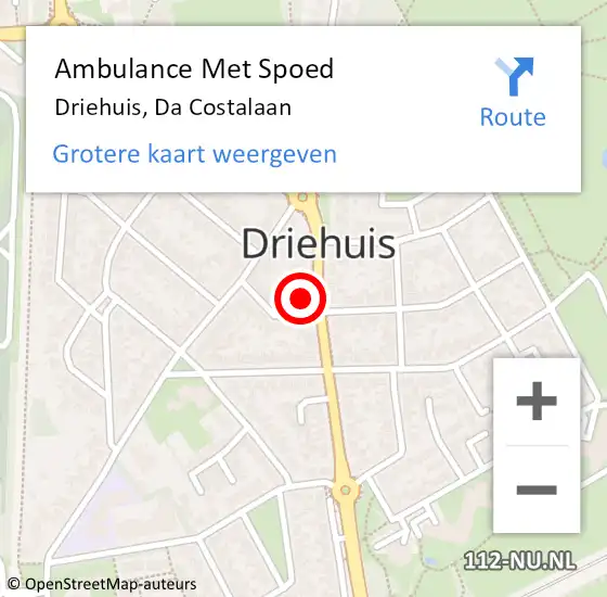 Locatie op kaart van de 112 melding: Ambulance Met Spoed Naar Driehuis, Da Costalaan op 17 juli 2021 12:26