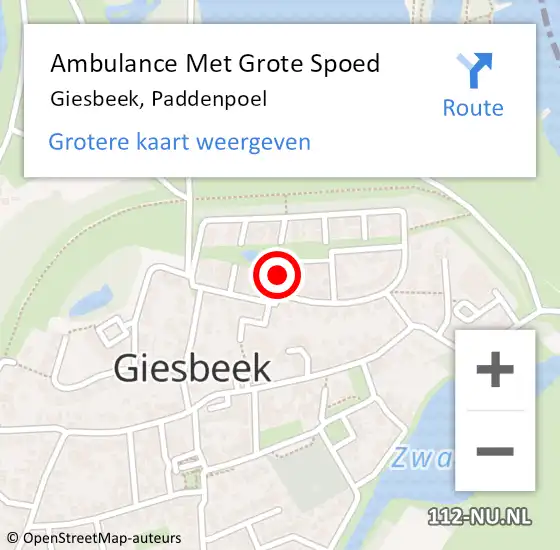 Locatie op kaart van de 112 melding: Ambulance Met Grote Spoed Naar Giesbeek, Paddenpoel op 17 juli 2021 12:36