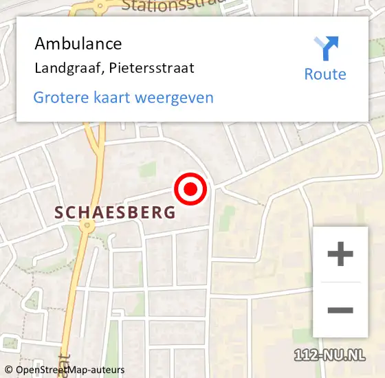 Locatie op kaart van de 112 melding: Ambulance Landgraaf, Pietersstraat op 16 juni 2014 18:37