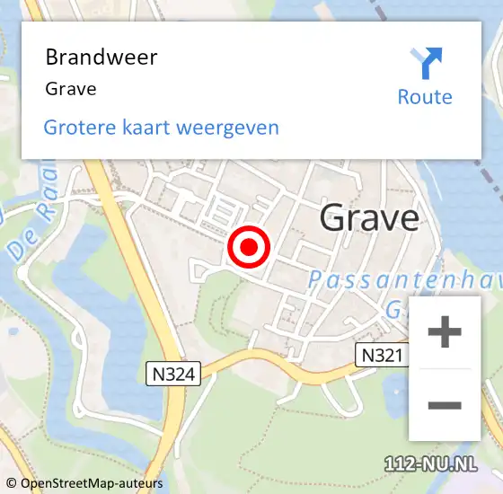 Locatie op kaart van de 112 melding: Brandweer Grave op 17 juli 2021 13:12