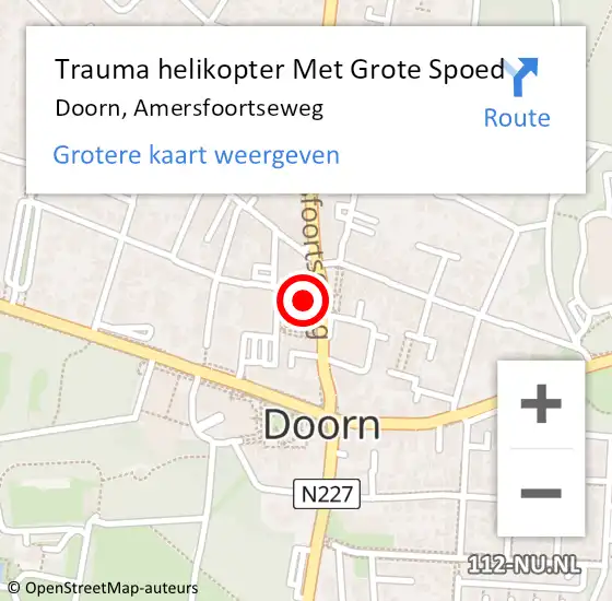 Locatie op kaart van de 112 melding: Trauma helikopter Met Grote Spoed Naar Doorn, Amersfoortseweg op 17 juli 2021 13:14