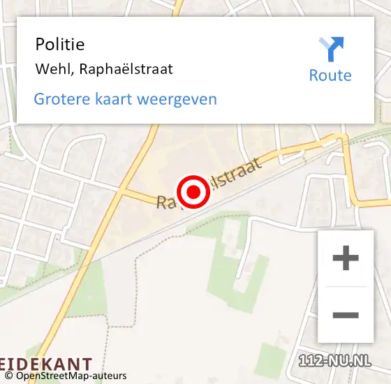 Locatie op kaart van de 112 melding: Politie Wehl, Raphaëlstraat op 17 juli 2021 13:21