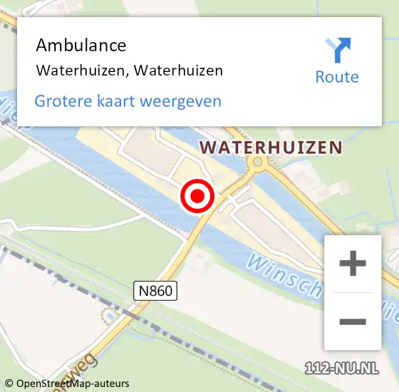 Locatie op kaart van de 112 melding: Ambulance Waterhuizen, Waterhuizen op 17 juli 2021 13:34