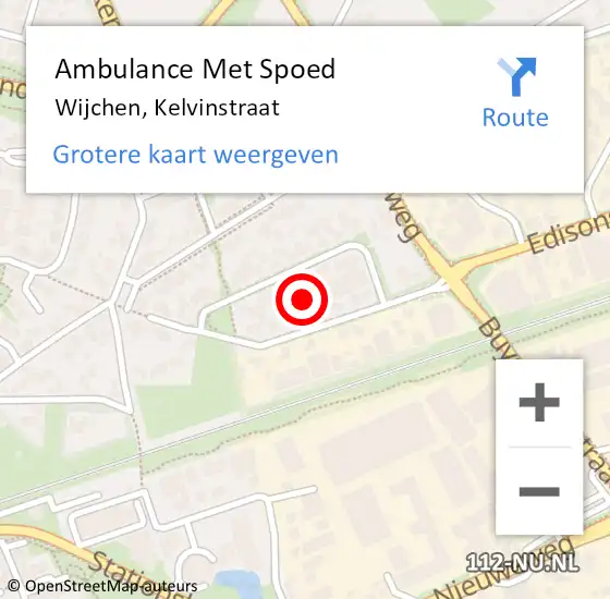 Locatie op kaart van de 112 melding: Ambulance Met Spoed Naar Wijchen, Kelvinstraat op 17 juli 2021 13:51