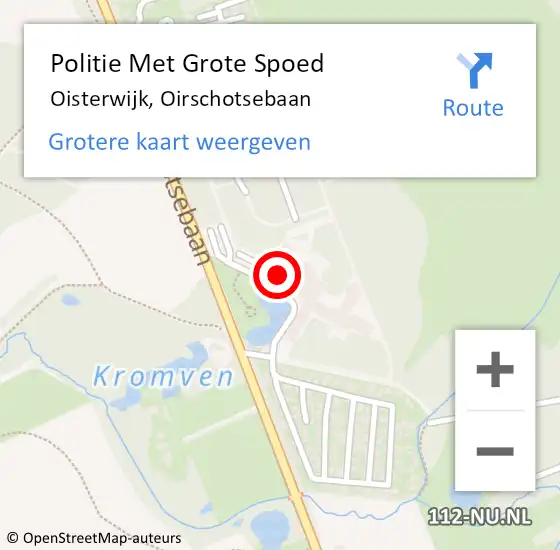 Locatie op kaart van de 112 melding: Politie Met Grote Spoed Naar Oisterwijk, Oirschotsebaan op 17 juli 2021 13:58