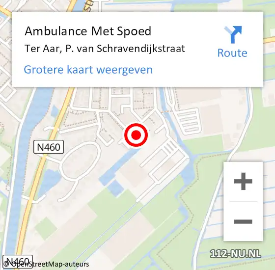 Locatie op kaart van de 112 melding: Ambulance Met Spoed Naar Ter Aar, P. van Schravendijkstraat op 17 juli 2021 14:14