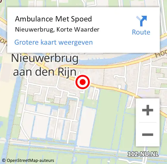 Locatie op kaart van de 112 melding: Ambulance Met Spoed Naar Nieuwerbrug, Korte Waarder op 17 juli 2021 14:32