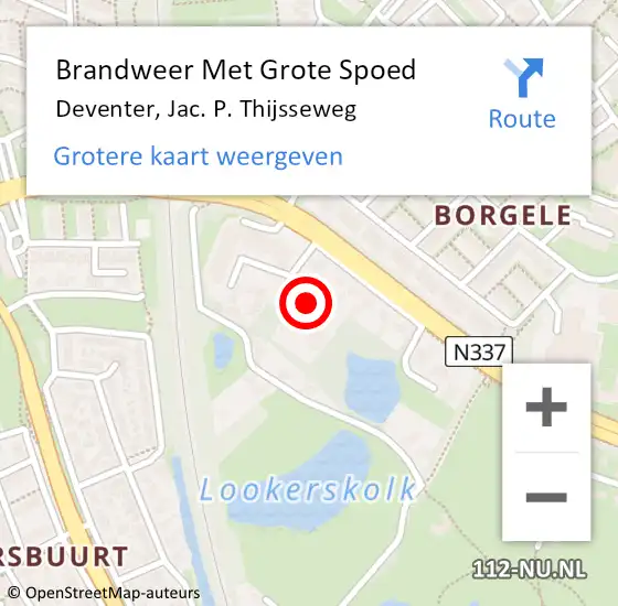 Locatie op kaart van de 112 melding: Brandweer Met Grote Spoed Naar Deventer, Jac. P. Thijsseweg op 17 juli 2021 14:33