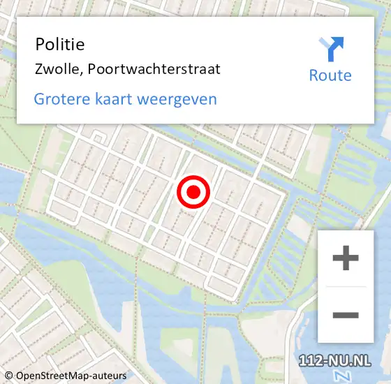 Locatie op kaart van de 112 melding: Politie Zwolle, Poortwachterstraat op 17 juli 2021 14:36