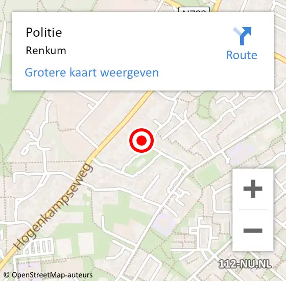 Locatie op kaart van de 112 melding: Politie Renkum op 17 juli 2021 14:40