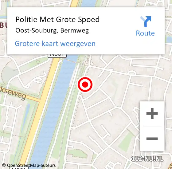 Locatie op kaart van de 112 melding: Politie Met Grote Spoed Naar Oost-Souburg, Bermweg op 17 juli 2021 14:40